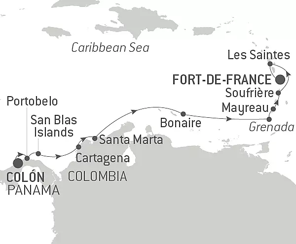 PANAMA-COLOMBIA -CARIBBEAN ISLANDS-cruise-deal-map