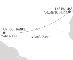 PONANT TRANSATLANTIC CRUISE map itinerary