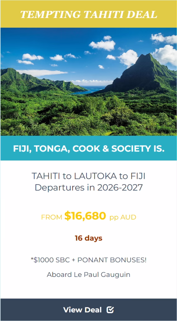 FIJI, TONGA, COOK ISLANDS AND SOCIETY ISLANDS PONANT CRUISE DEAL 2027-thumbnail